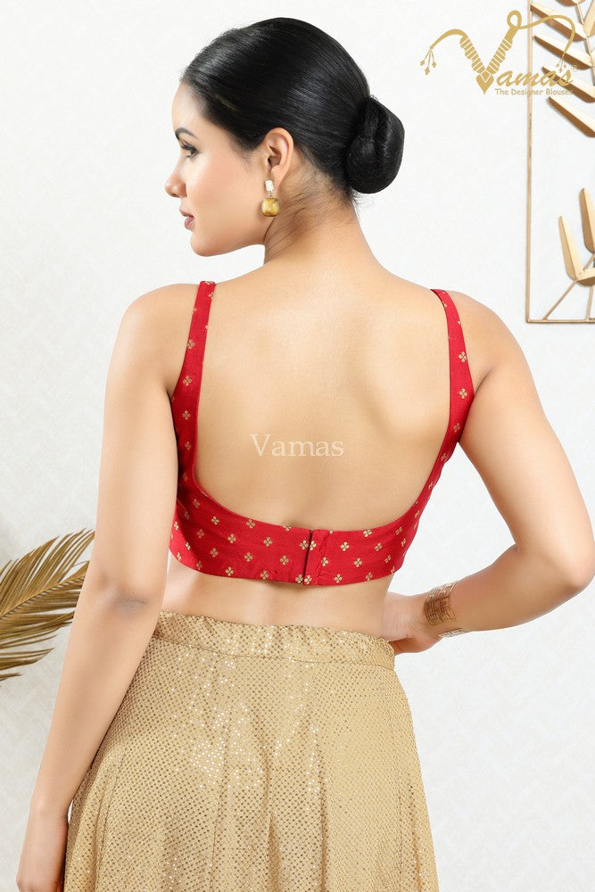 Vamas Women's Silk Padded Back Open Sleeveless Saree Blouse ( X-1000NS )
