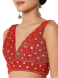 Velvet Sequence Lines V Neck Blouse