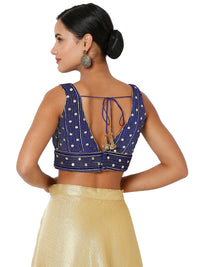 Velvet Sequence Lines V Neck Blouse