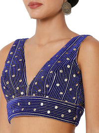Velvet Sequence Lines V Neck Blouse