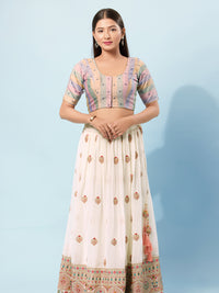Multi Checks South Indian Saree Front Open Blouse