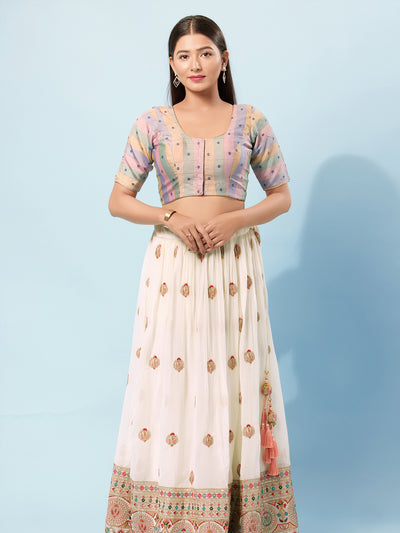 Multi Checks South Indian Saree Front Open Blouse