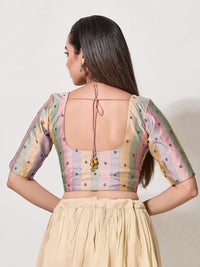 Multi Checks South Indian Saree Front Open Blouse