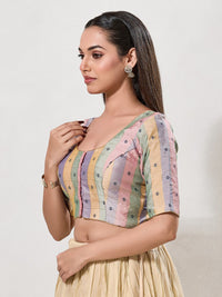 Multi Checks South Indian Saree Front Open Blouse