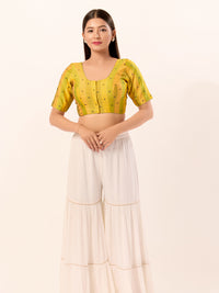 Multi Checks South Indian Saree Front Open Blouse