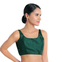 Dupion Silk Round Neck Sleeveless Blouse
