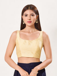 Dupion Silk Round Neck Sleeveless Blouse