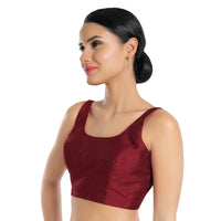 Dupion Silk Round Neck Sleeveless Blouse