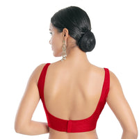 Dupion Silk Round Neck Sleeveless Blouse