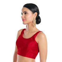 Dupion Silk Round Neck Sleeveless Blouse