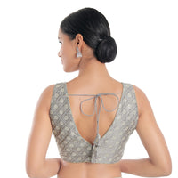 Pastel With White Thread Work Sleeveless Blouse