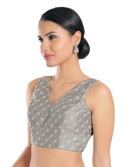Pastel With White Thread Work Sleeveless Blouse
