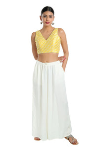 Pastel With White Thread Work Sleeveless Blouse