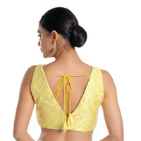 Pastel With White Thread Work Sleeveless Blouse