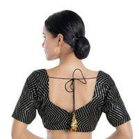 Sequence Zig Zag Lines Embroidery Paan Neck Bvlouse
