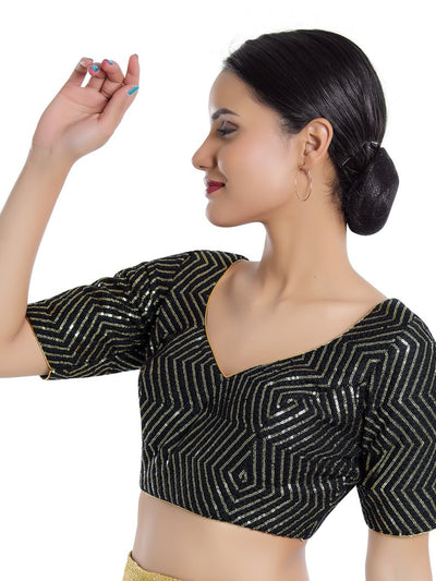 Sequence Zig Zag Lines Embroidery Paan Neck Bvlouse