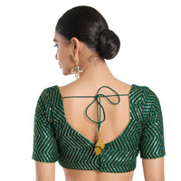 Sequence Zig Zag Lines Embroidery Paan Neck Bvlouse