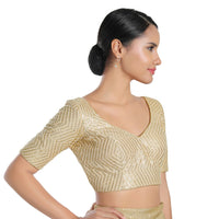 Sequence Zig Zag Lines Embroidery Paan Neck Bvlouse