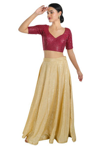 Sequence Zig Zag Lines Embroidery Paan Neck Bvlouse