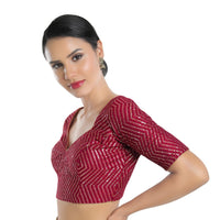 Sequence Zig Zag Lines Embroidery Paan Neck Bvlouse