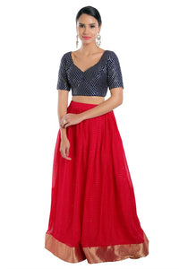 Sequence Zig Zag Lines Embroidery Paan Neck Bvlouse
