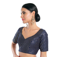Sequence Zig Zag Lines Embroidery Paan Neck Bvlouse