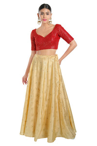 Sequence Zig Zag Lines Embroidery Paan Neck Bvlouse