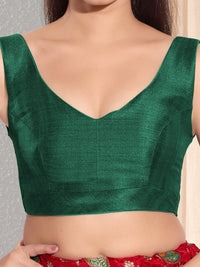 Vamas V Neck Yoke Solid Sleeveless Blouse