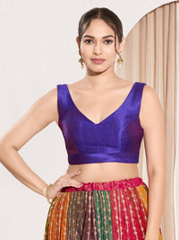 Vamas V Neck Yoke Solid Sleeveless Blouse