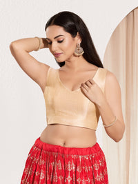 Vamas V Neck Yoke Solid Sleeveless Blouse
