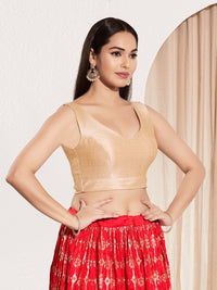 Vamas V Neck Yoke Solid Sleeveless Blouse