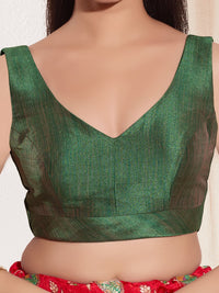 Vamas V Neck Yoke Solid Sleeveless Blouse