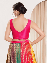 Vamas V Neck Yoke Solid Sleeveless Blouse