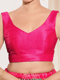 Vamas V Neck Yoke Solid Sleeveless Blouse