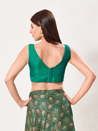 Vamas V Neck Yoke Solid Sleeveless Blouse