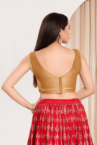 Vamas V Neck Yoke Solid Sleeveless Blouse