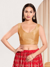Vamas V Neck Yoke Solid Sleeveless Blouse