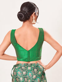 Vamas V Neck Yoke Solid Sleeveless Blouse