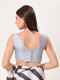 Vamas V Neck Yoke Solid Sleeveless Blouse