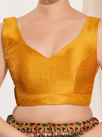 Vamas V Neck Yoke Solid Sleeveless Blouse