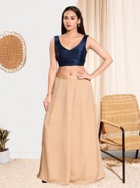 Vamas V Neck Yoke Solid Sleeveless Blouse
