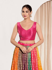 Vamas V Neck Yoke Solid Sleeveless Blouse