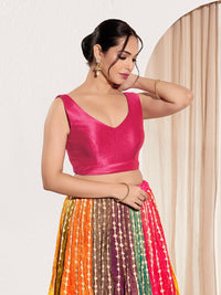 Vamas V Neck Yoke Solid Sleeveless Blouse