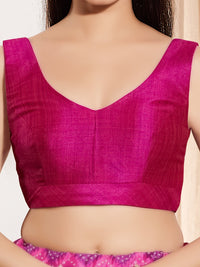 Vamas V Neck Yoke Solid Sleeveless Blouse