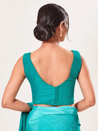 Vamas V Neck Yoke Solid Sleeveless Blouse