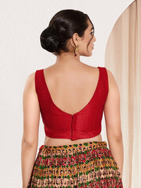 Vamas V Neck Yoke Solid Sleeveless Blouse