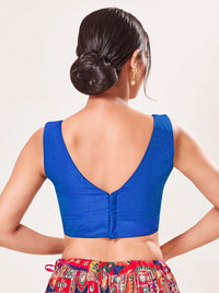 Vamas V Neck Yoke Solid Sleeveless Blouse