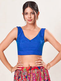 Vamas V Neck Yoke Solid Sleeveless Blouse