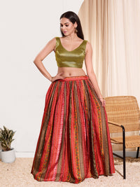Vamas Shimmer V Neck Yoke Solid Sleeveless Blouse