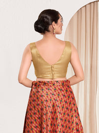 Vamas Shimmer V Neck Yoke Solid Sleeveless Blouse